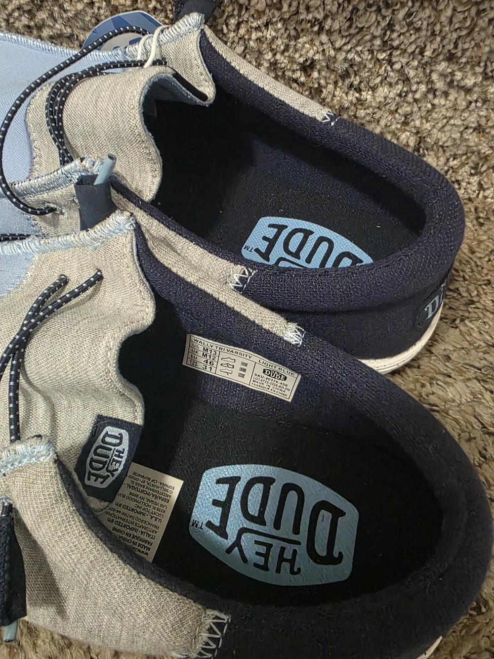 Hey Dude Light Blue Canvas Slip-On Loafers with Gray Trim - Picture 4 of 8